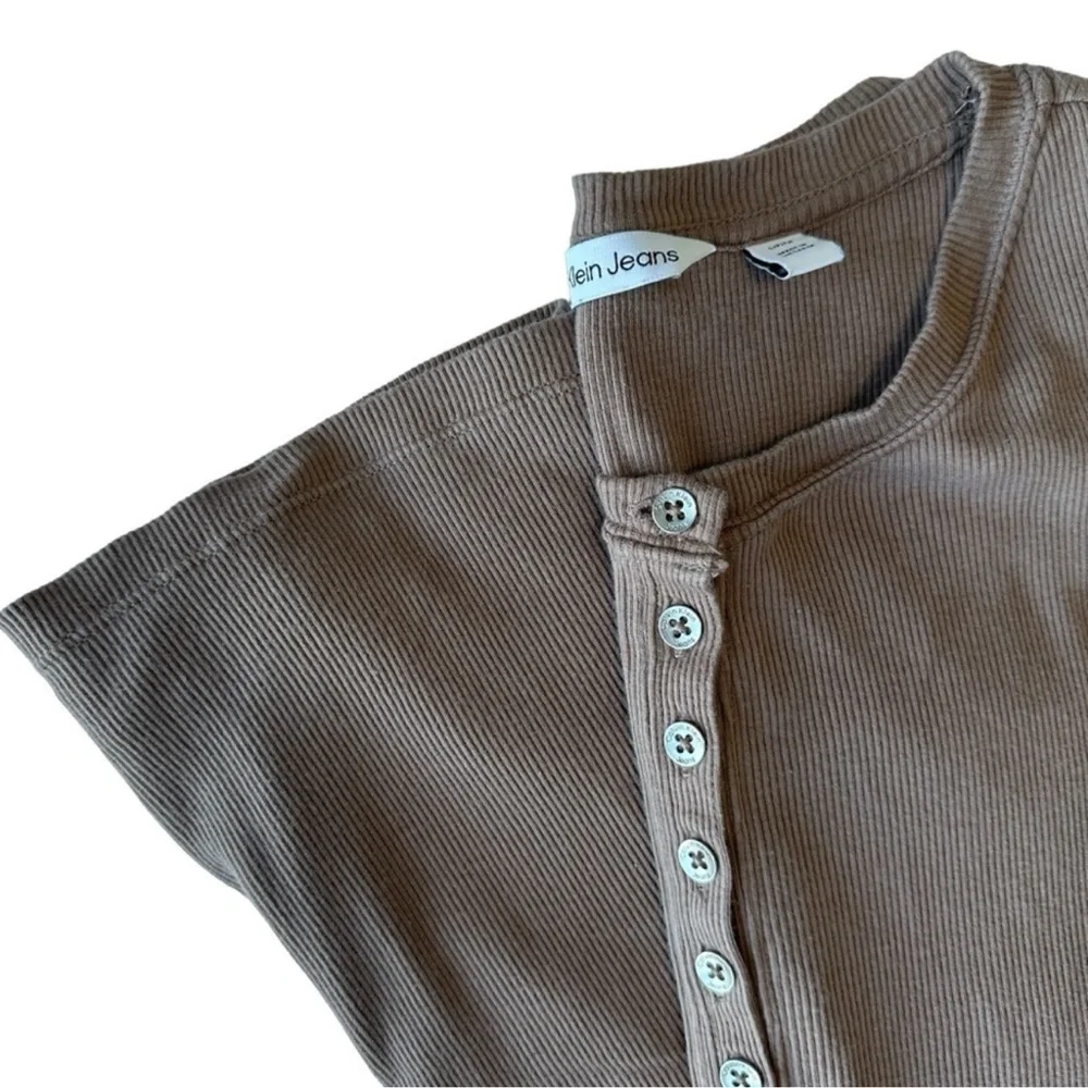 Calvin Klein Taupe Long Sleeve Dress 100% Cotton - Picture 9 of 16